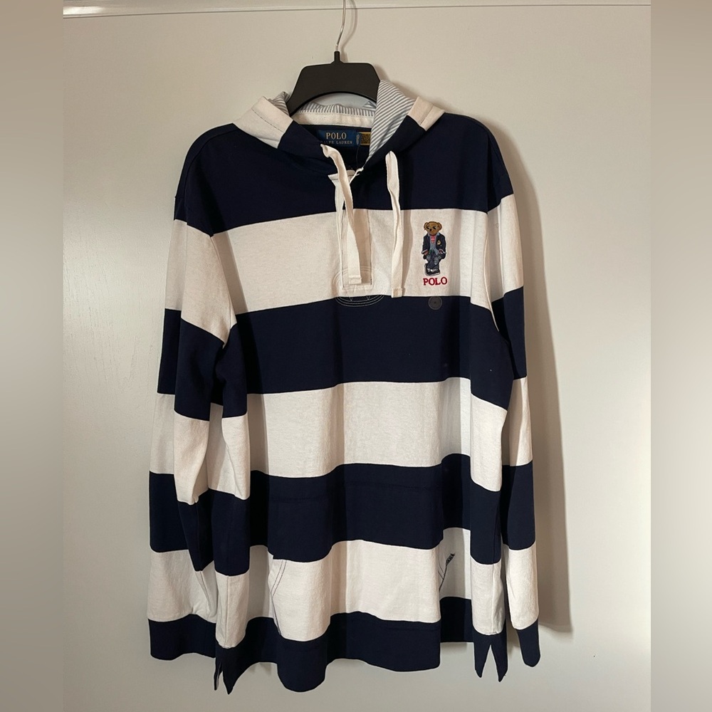Polo Ralph Lauren big striped hoodie w. Polo Bear logo
